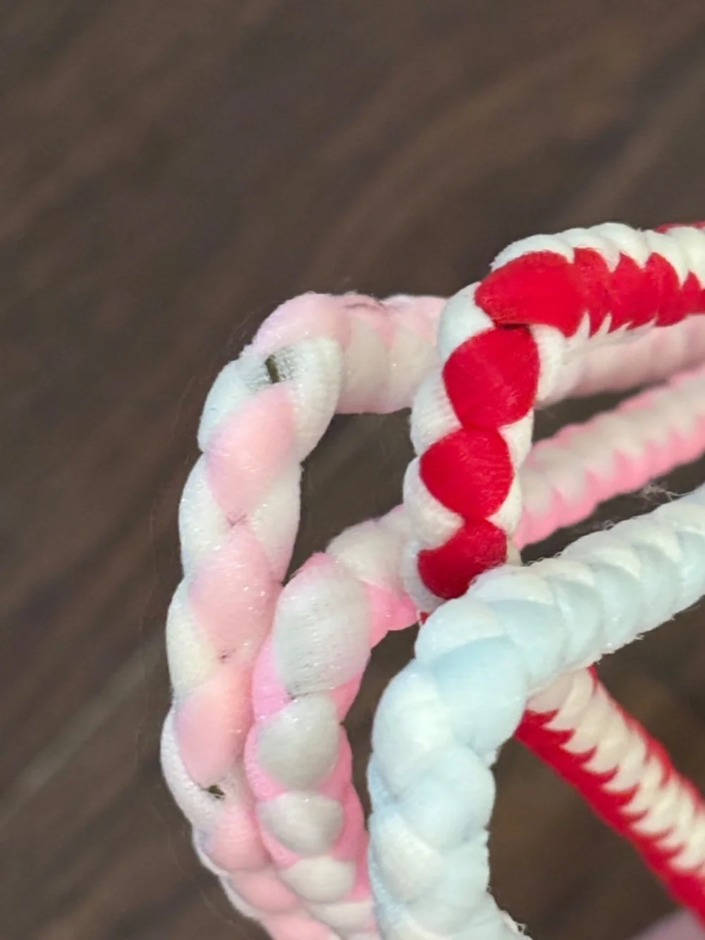 4 Ribbon Fabric Braided Hangers Vintage Blue Pink Red Closet Decor Grandmacore